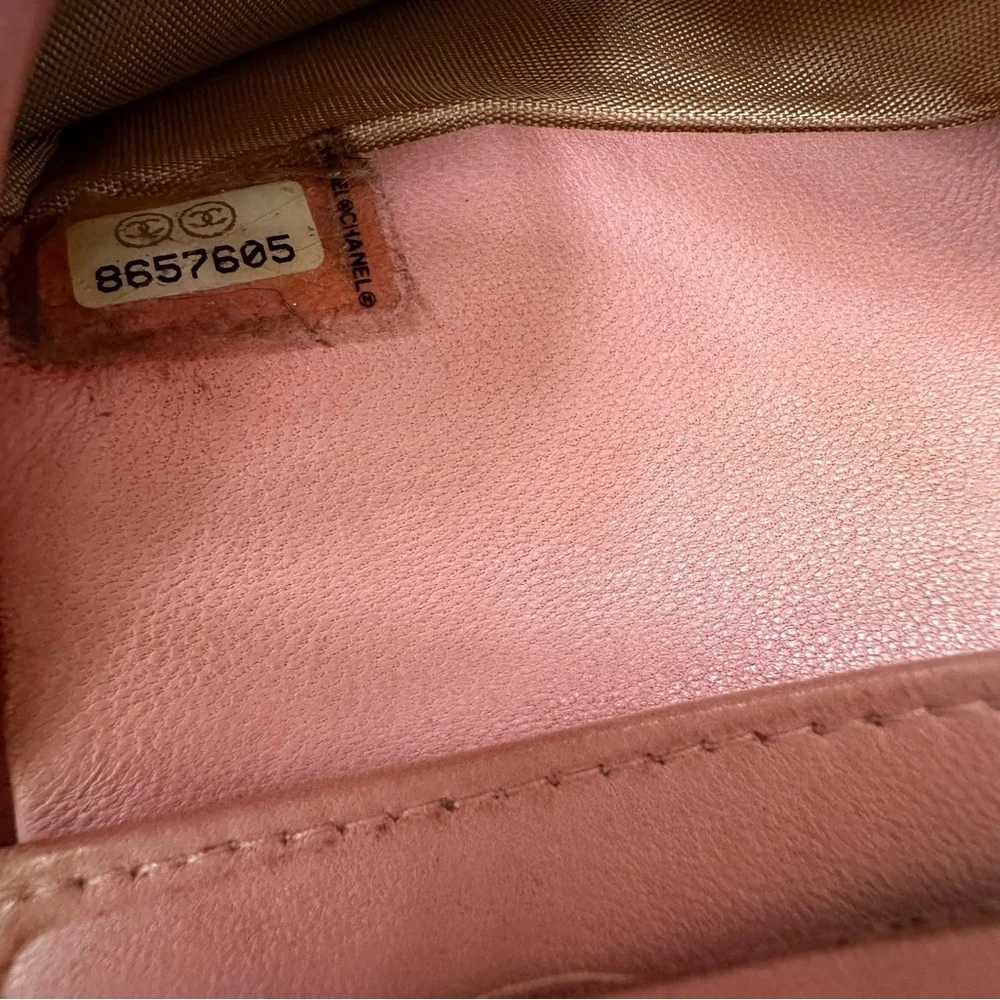 Chanel Pink Compact Wallet with Iconic CC Logo